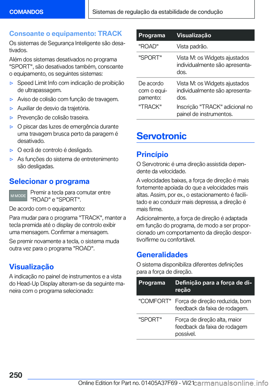 BMW M3 2022  Manual do condutor (in Portuguese) �C�o�n�s�o�a�n�t�e��o��e�q�u�i�p�a�m�e�n�t�o�:��T�R�A�C�K
�O�s��s�i�s�t�e�m�a�s��d�e��S�e�g�u�r�a�n�