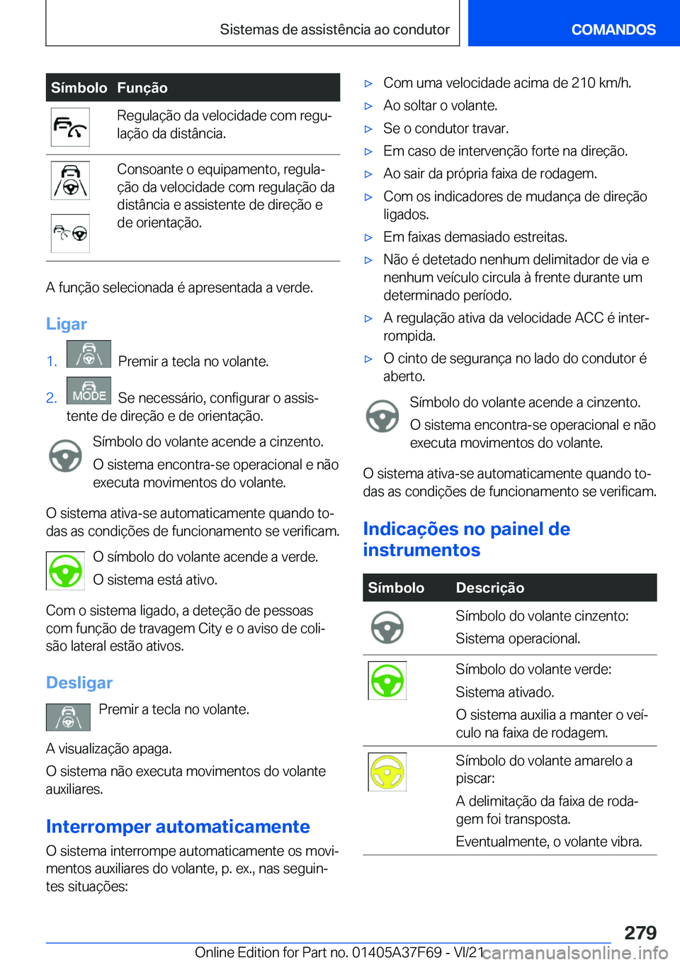 BMW M3 2022  Manual do condutor (in Portuguese) �S�