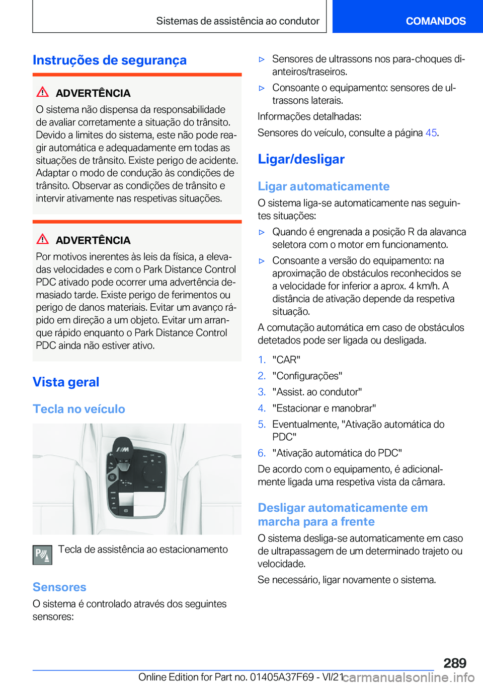 BMW M3 2022  Manual do condutor (in Portuguese) �I�n�s�t�r�u�