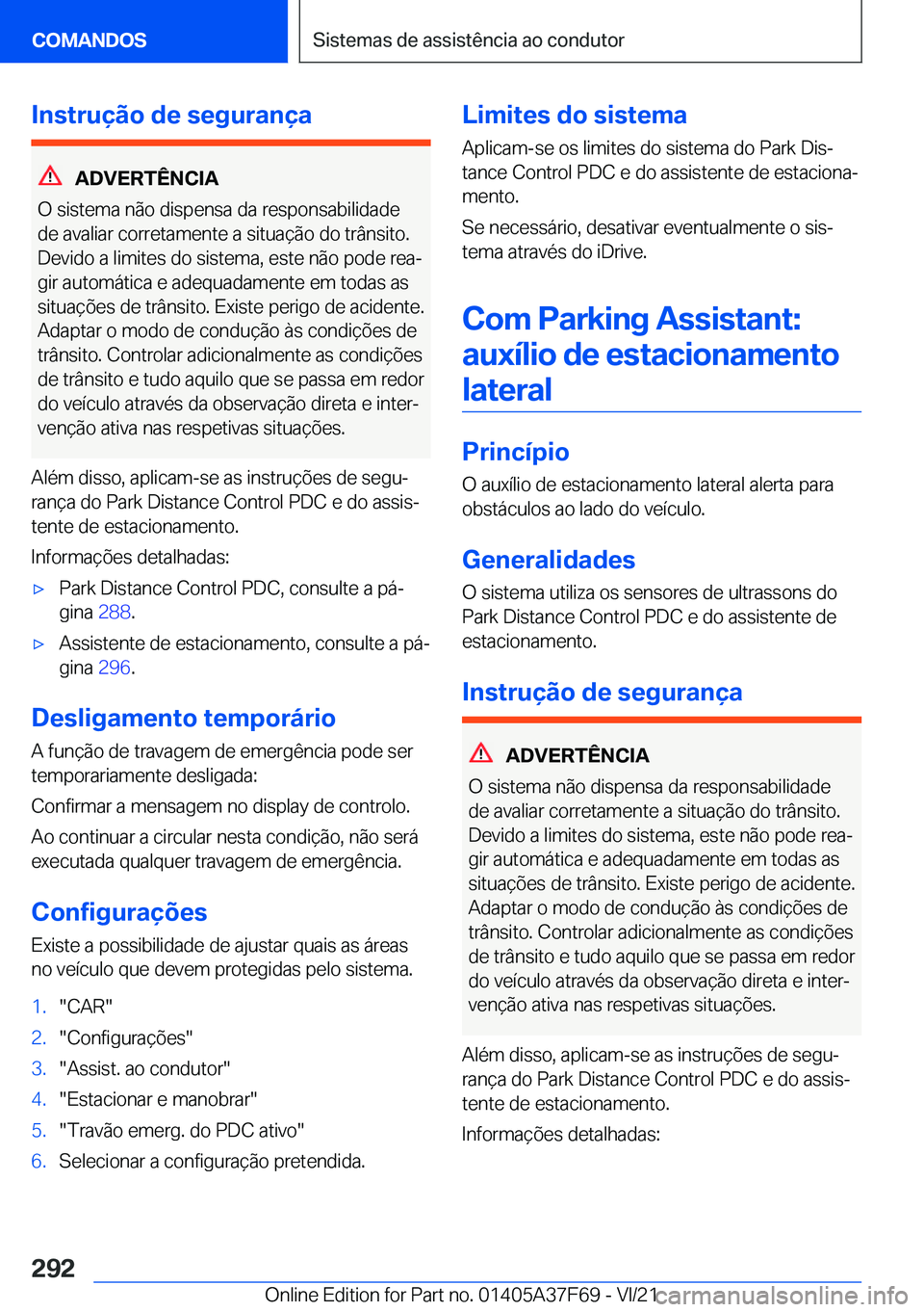 BMW M3 2022  Manual do condutor (in Portuguese) �I�n�s�t�r�u�