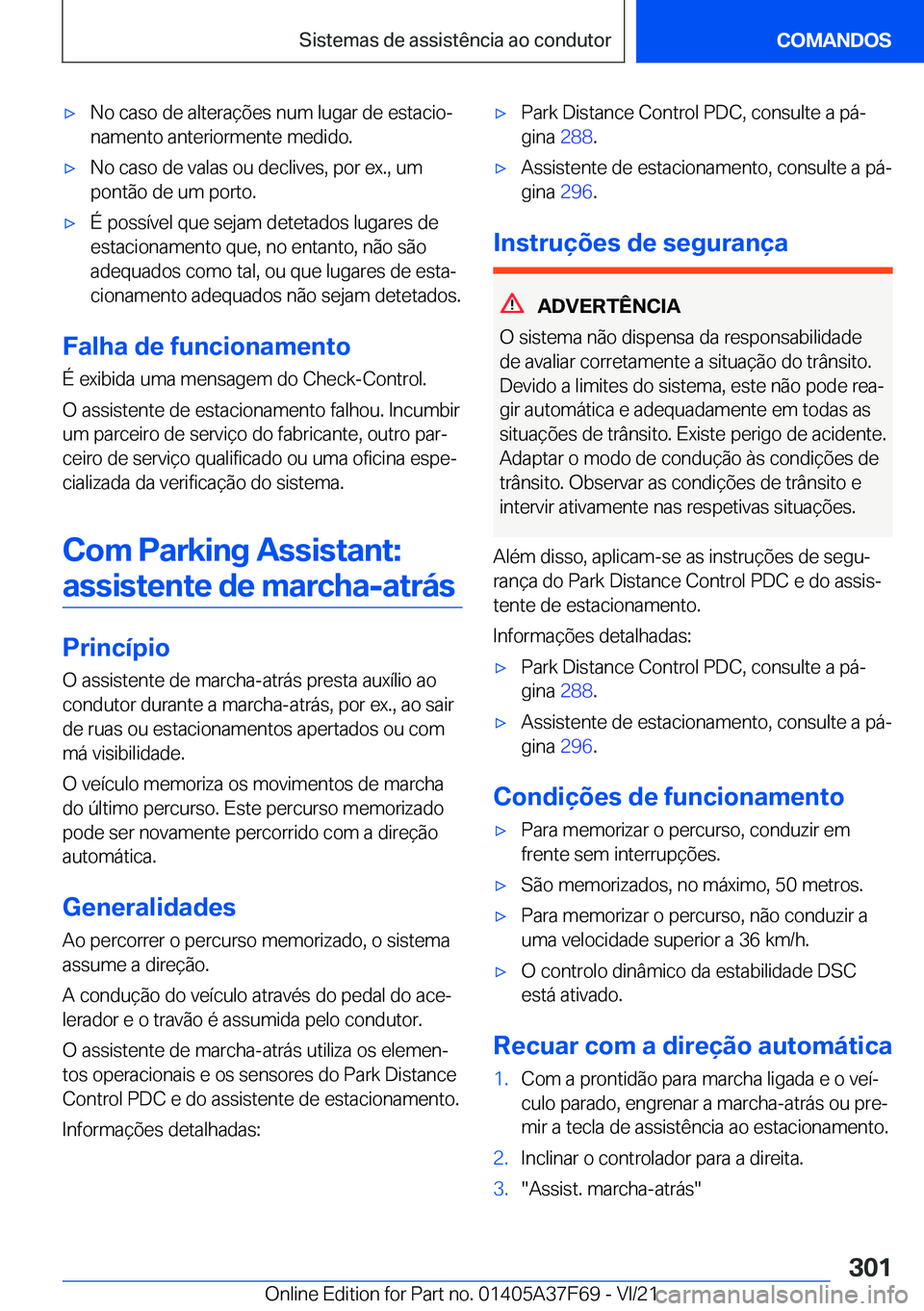 BMW M3 2022  Manual do condutor (in Portuguese) 'x�N�o��c�a�s�o��d�e��a�l�t�e�r�a�
