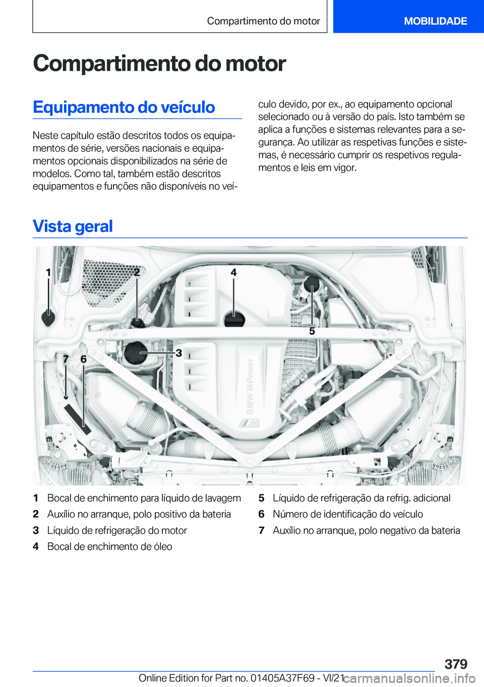 BMW M3 2022  Manual do condutor (in Portuguese) �C�o�m�p�a�r�t�i�m�e�n�t�o��d�o��m�o�t�o�r�E�q�u�i�p�a�m�e�n�t�o��d�o��v�e�