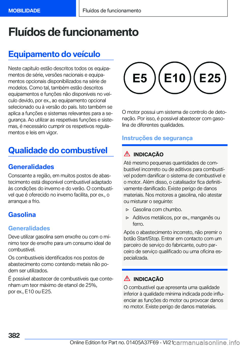 BMW M3 2022  Manual do condutor (in Portuguese) �F�l�u�