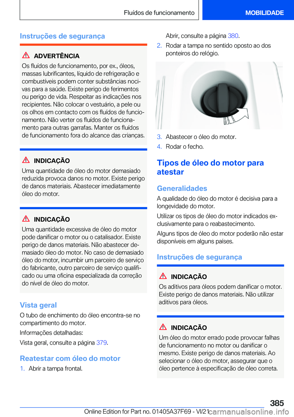 BMW M3 2022  Manual do condutor (in Portuguese) �I�n�s�t�r�u�