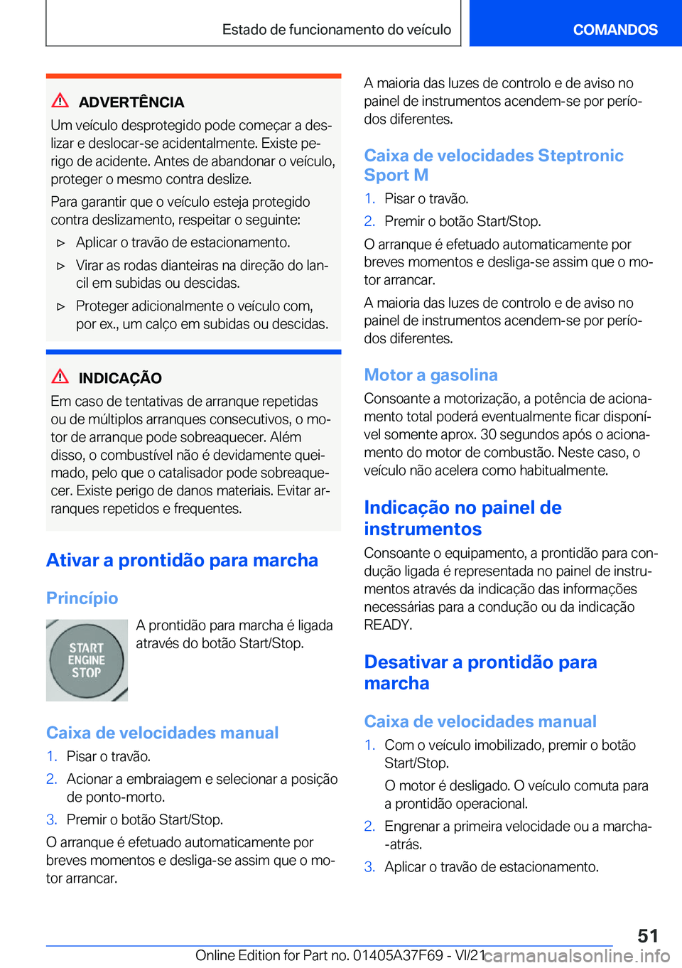 BMW M3 2022  Manual do condutor (in Portuguese) �A�D�V�E�R�T�