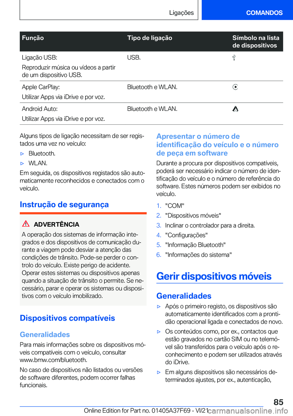 BMW M3 2022  Manual do condutor (in Portuguese) �F�u�n�
