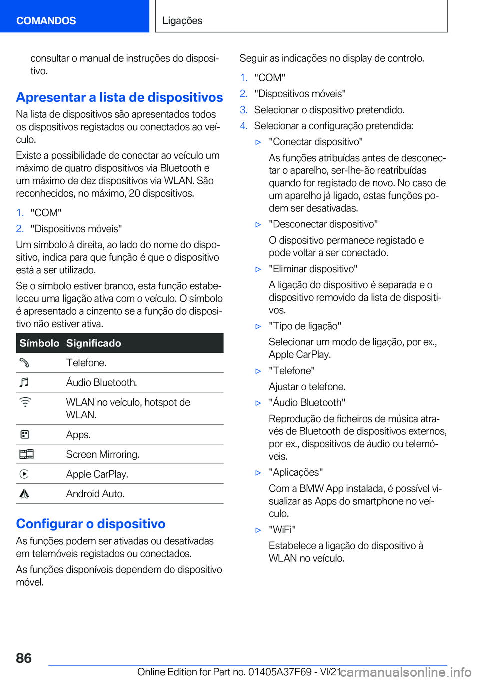 BMW M3 2022  Manual do condutor (in Portuguese) �c�o�n�s�u�l�t�a�r��o��m�a�n�u�a�l��d�e��i�n�s�t�r�u�