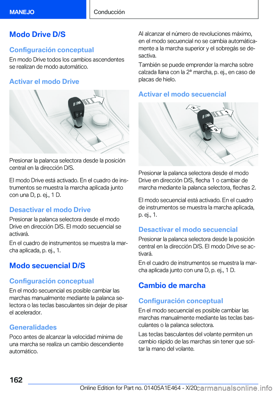 BMW M3 2021  Manuales de Empleo (in Spanish) �M�o�d�o��D�r�i�v�e��D�/�S
�C�o�n�f�i�g�u�r�a�c�i�