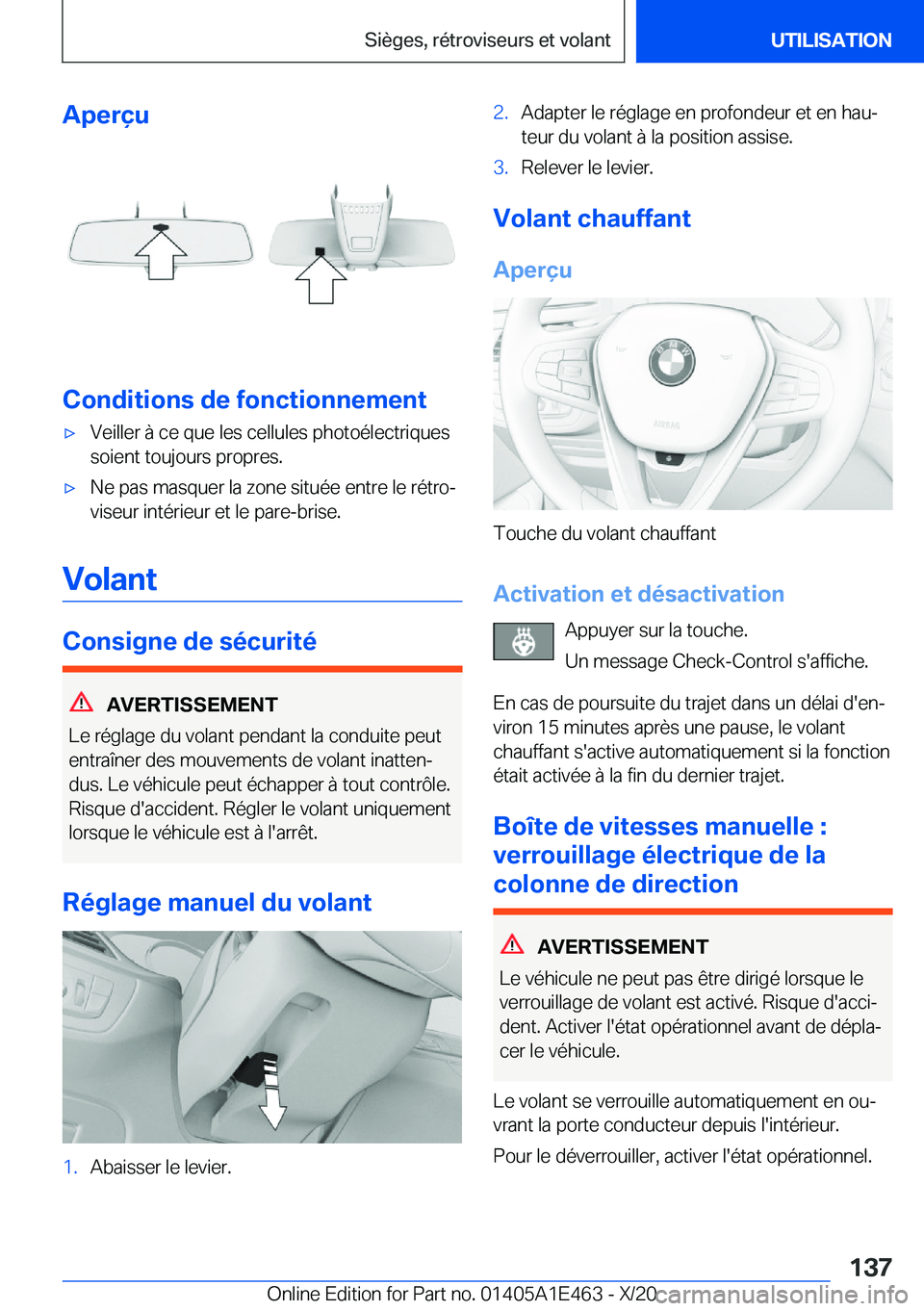 BMW M3 2021  Notices Demploi (in French) �A�p�e�r�ç�u
�C�o�n�d�i�t�i�o�n�s��d�e��f�o�n�c�t�i�o�n�n�e�m�e�n�t
'x�V�e�i�l�l�e�r��