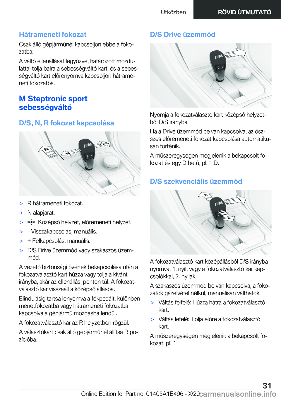 BMW M3 2021  Kezelési útmutató (in Hungarian) �H�