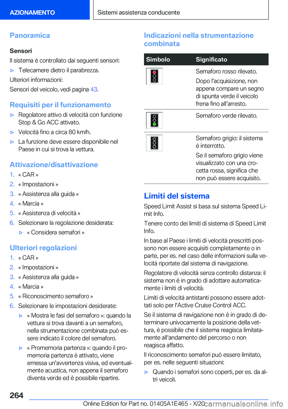 BMW M3 2021  Libretti Di Uso E manutenzione (in Italian) �P�a�n�o�r�a�m�i�c�a�S�e�n�s�o�r�i
�I�l��s�i�s�t�e�m�a��è��c�o�n�t�r�o�l�l�a�t�o��d�a�i��s�e�g�u�e�n�t�i��s�e�n�s�o�r�i�:'x�T�e�l�e�c�a�m�e�r�e��d�i�e�t�r�o��i�l��p�a�r�a�b�r�e�z�z�a�.
�