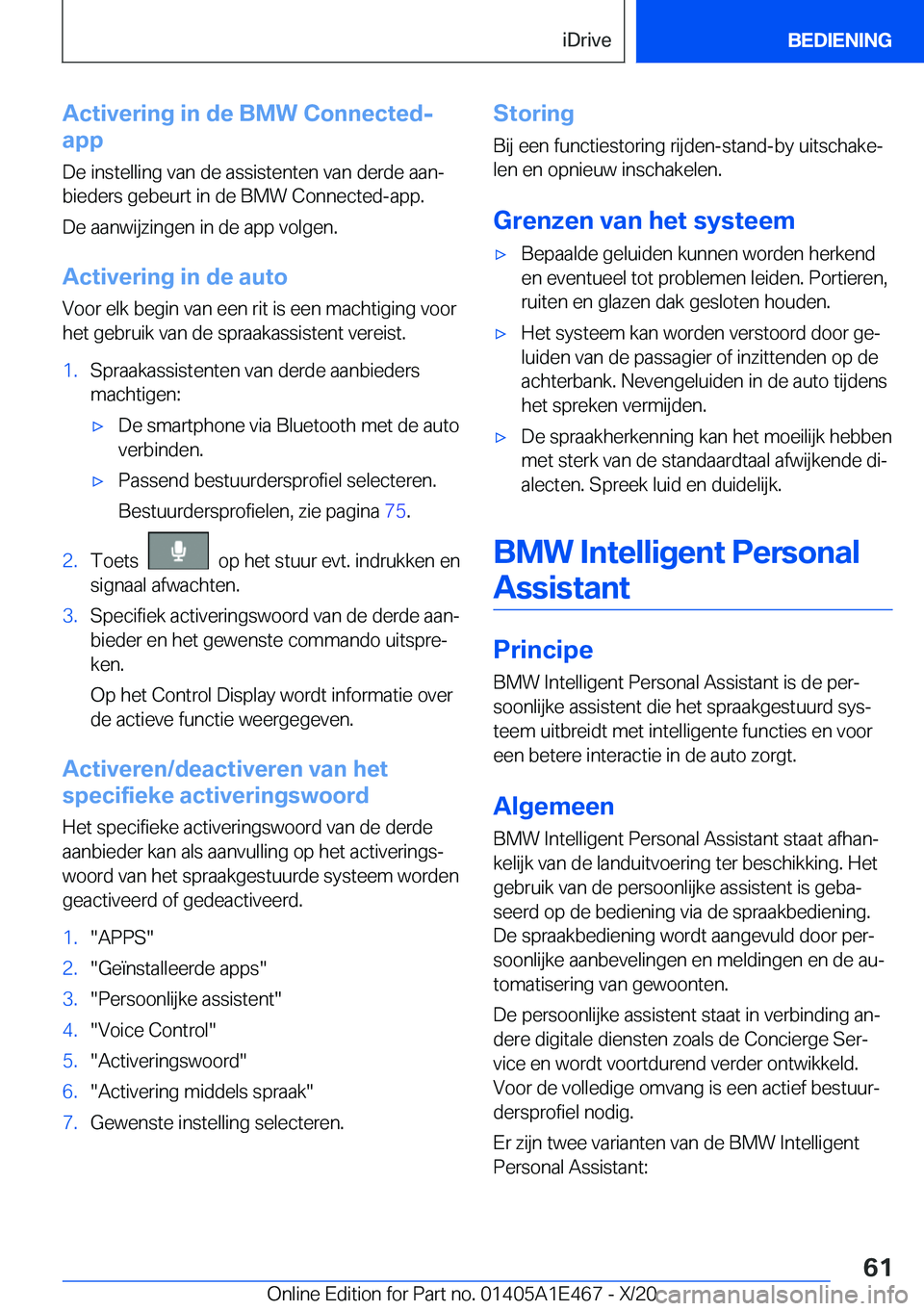 BMW M3 2021  Instructieboekjes (in Dutch) �A�c�t�i�v�e�r�i�n�g��i�n��d�e��B�M�W��C�o�n�n�e�c�t�e�d�-
�a�p�p
�D�e��i�n�s�t�e�l�l�i�n�g��v�a�n��d�e��a�s�s�i�s�t�e�n�t�e�n��v�a�n��d�e�r�d�e��a�a�nj �b�i�e�d�e�r�s��g�e�b�e�u�r�t��i�
