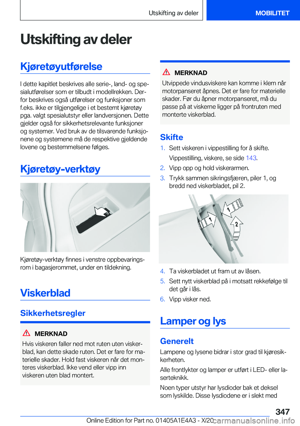 BMW M3 2021  InstruksjonsbØker (in Norwegian) �U�t�s�k�i�f�t�i�n�g��a�v��d�e�l�e�r�K�j�
