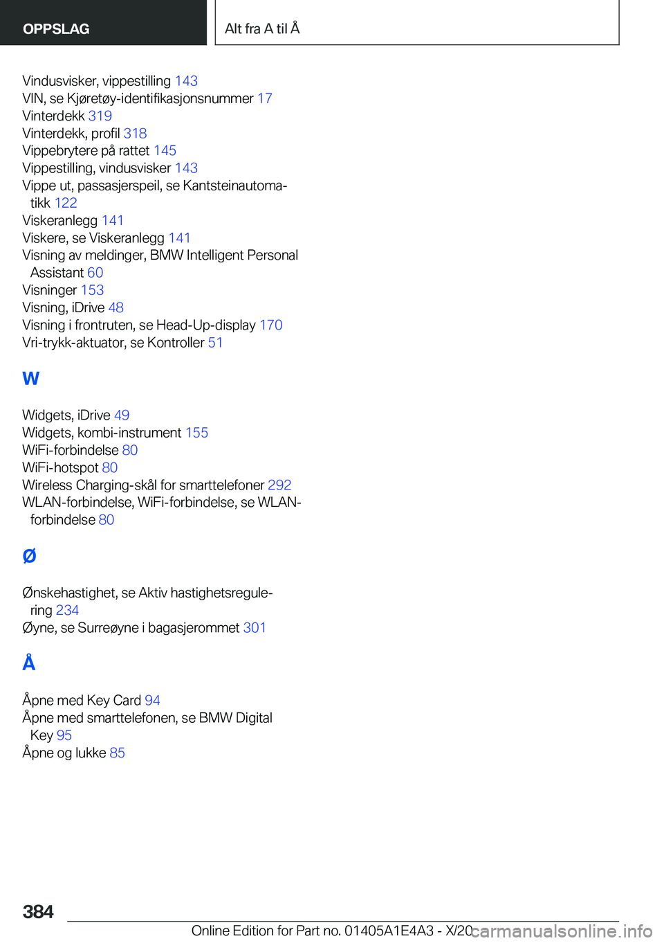 BMW M3 2021  InstruksjonsbØker (in Norwegian) �V�i�n�d�u�s�v�i�s�k�e�r�,��v�i�p�p�e�s�t�i�l�l�i�n�g��1�4�3�
�V�I�N�,��s�e��K�j�
