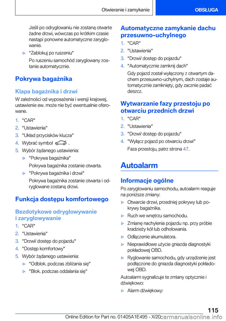 BMW M3 2021  Instrukcja obsługi (in Polish) �J�e�l�i��p�o��o�d�r�y�g�l�o�w�a�n�i�u��n�i�e��z�o�s�t�a�n�