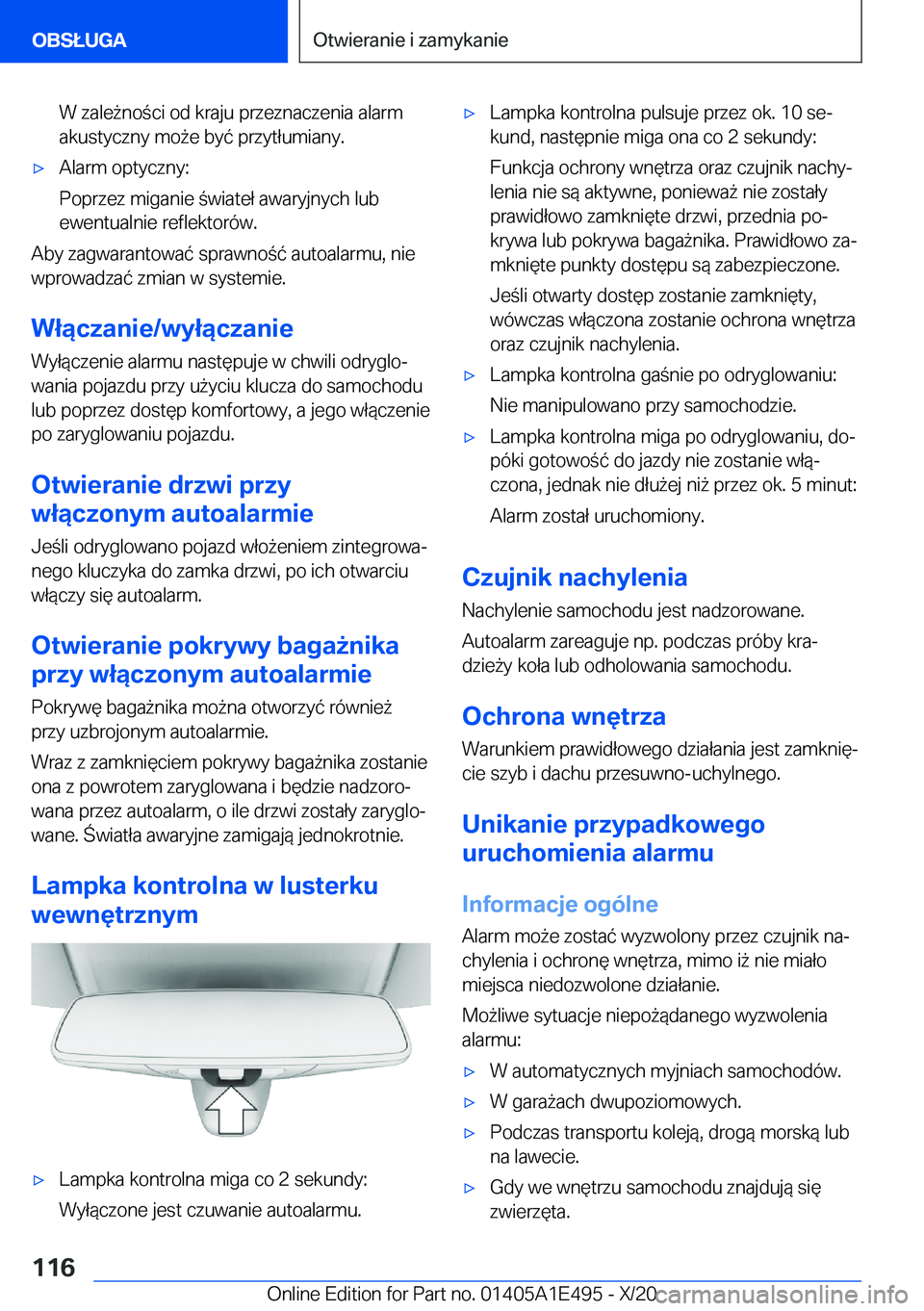 BMW M3 2021  Instrukcja obsługi (in Polish) �W��z�a�l�e9�n�o�c�i��o�d��k�r�a�j�u��p�r�z�e�z�n�a�c�z�e�n�i�a��a�l�a�r�m�a�k�u�s�t�y�c�z�n�y��m�o9�e��b�y�