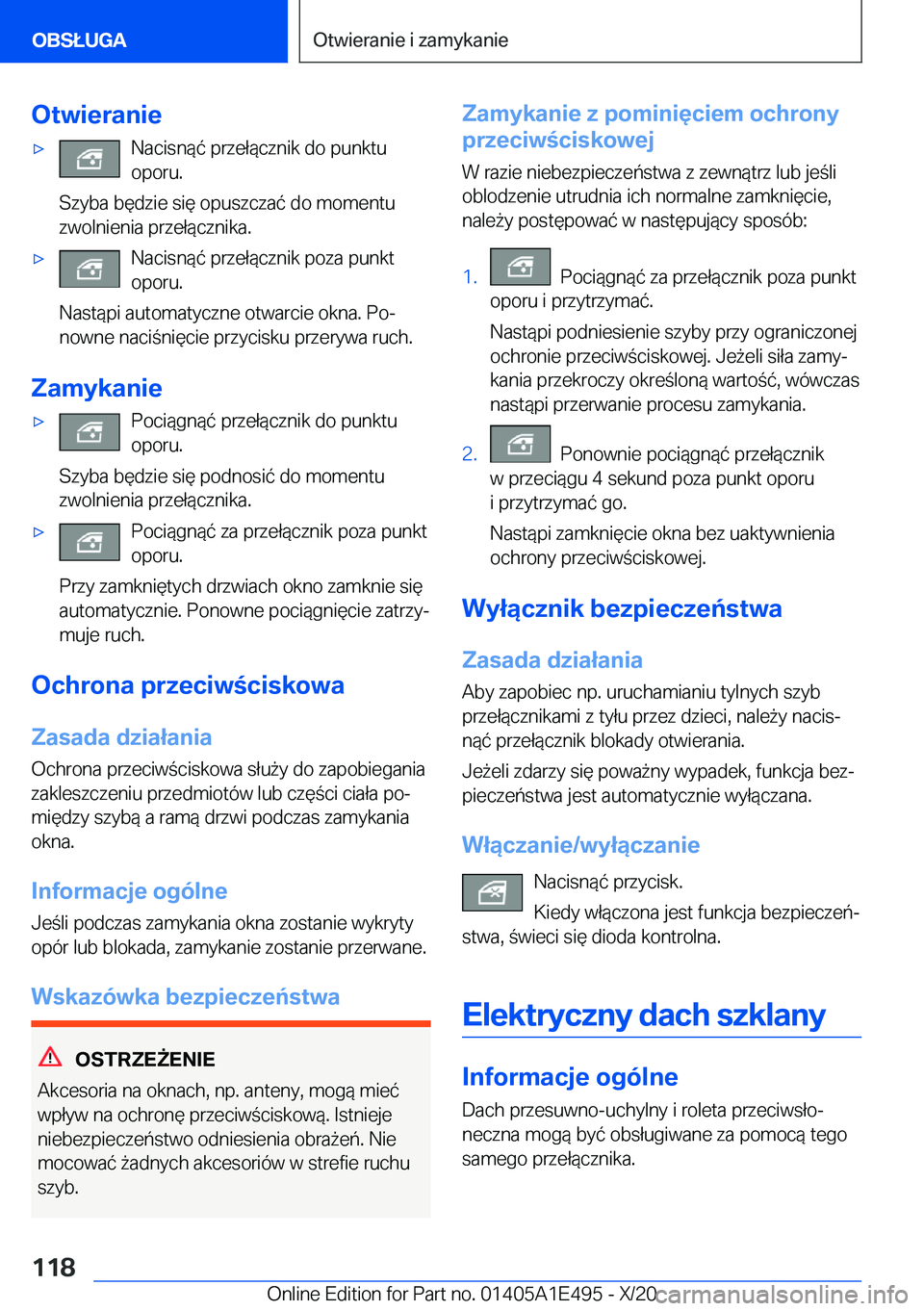 BMW M3 2021  Instrukcja obsługi (in Polish) �O�t�w�i�e�r�a�n�i�e'x�N�a�c�i�s�n�