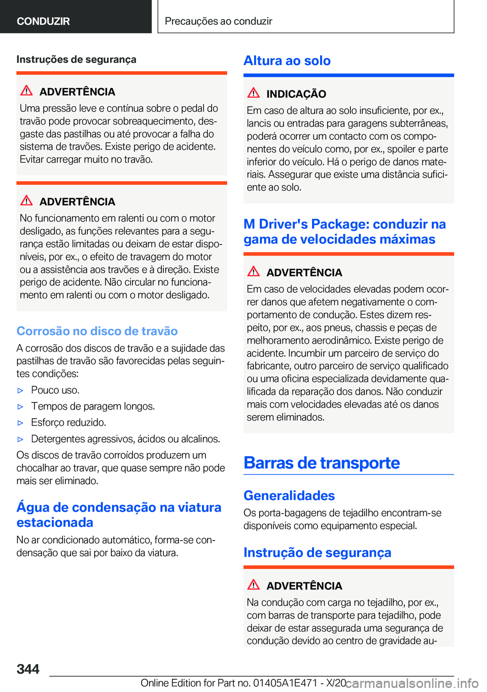 BMW M3 2021  Manual do condutor (in Portuguese) �I�n�s�t�r�u�