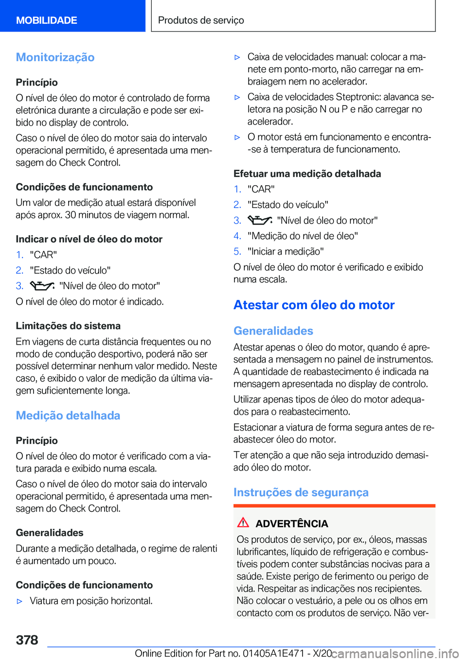 BMW M3 2021  Manual do condutor (in Portuguese) �M�o�n�i�t�o�r�i�z�a�