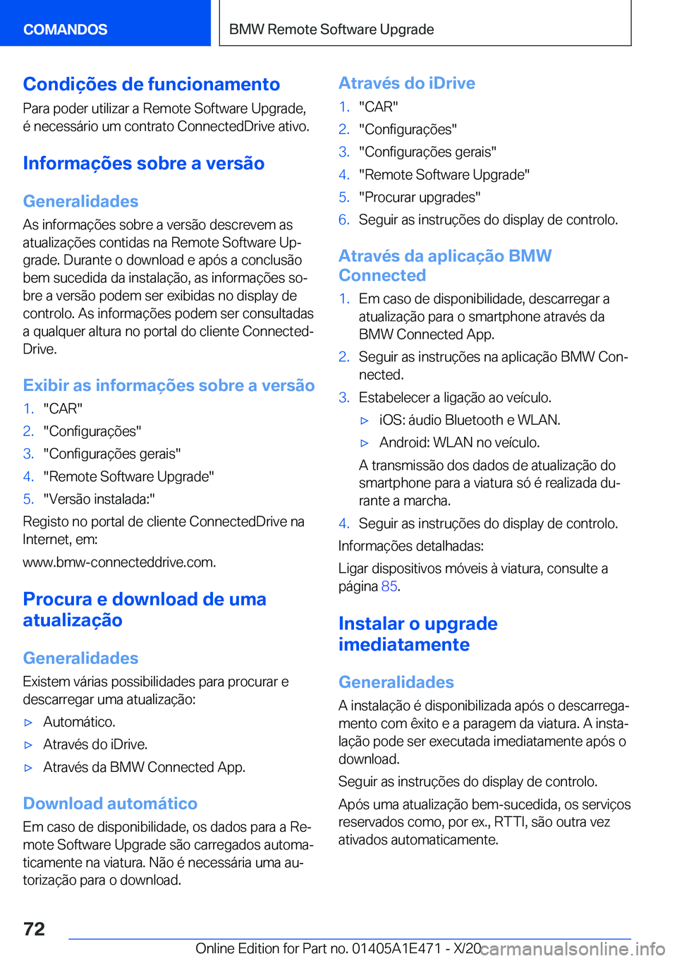 BMW M3 2021  Manual do condutor (in Portuguese) �C�o�n�d�i�
