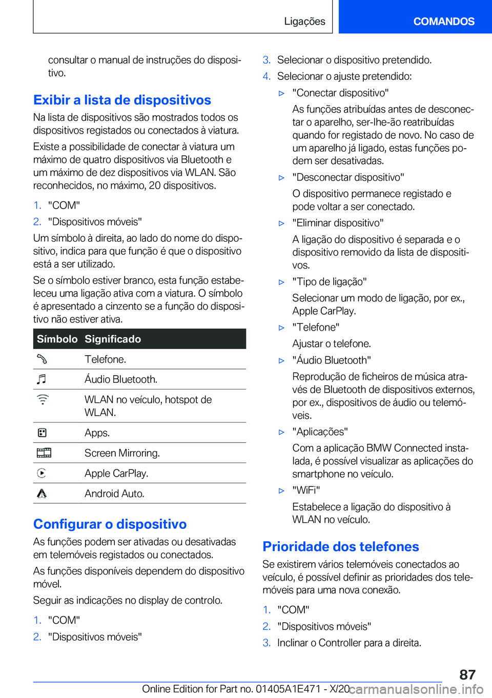 BMW M3 2021  Manual do condutor (in Portuguese) �c�o�n�s�u�l�t�a�r��o��m�a�n�u�a�l��d�e��i�n�s�t�r�u�