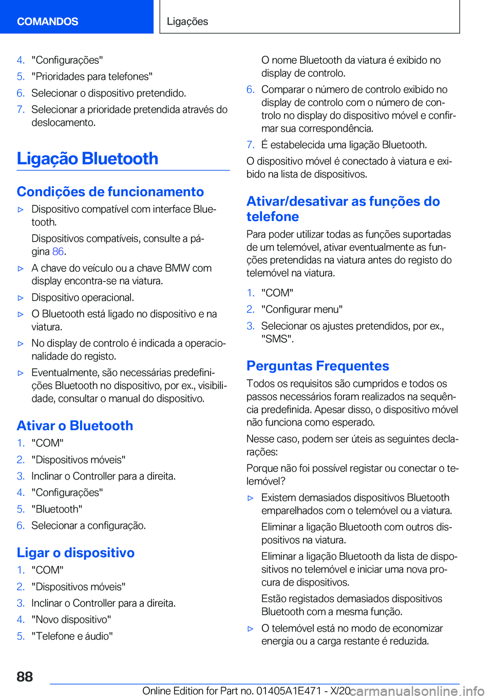 BMW M3 2021  Manual do condutor (in Portuguese) �4�.��C�o�n�f�i�g�u�r�a�