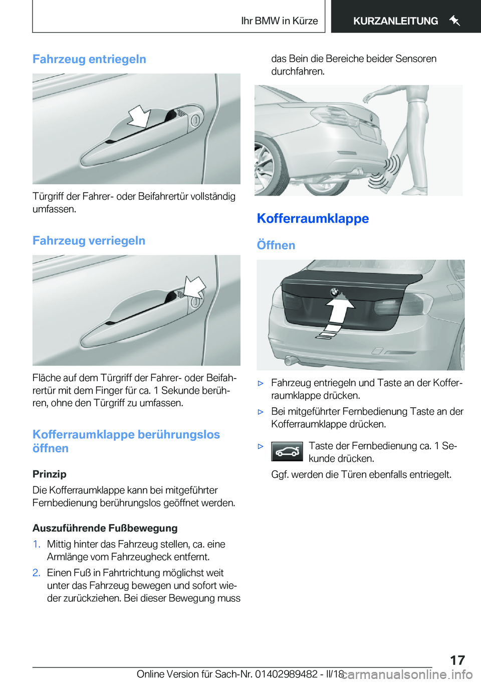 BMW M3 2018  Betriebsanleitungen (in German) �F�a�h�r�z�e�u�g��e�n�t�r�i�e�g�e�l�n
�T�