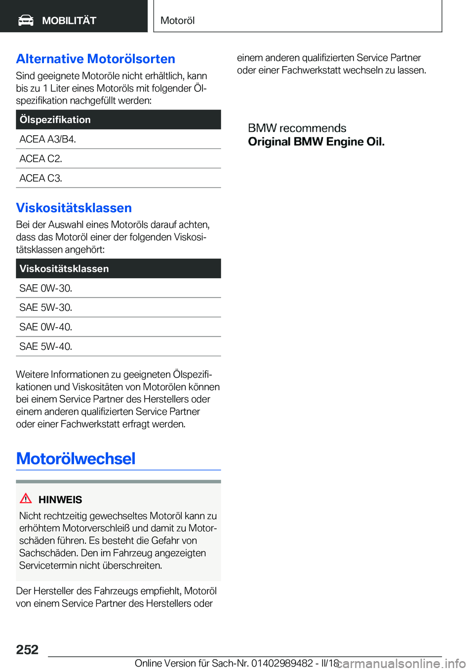 BMW M3 2018  Betriebsanleitungen (in German) �A�l�t�e�r�n�a�t�i�v�e��M�o�t�o�r�