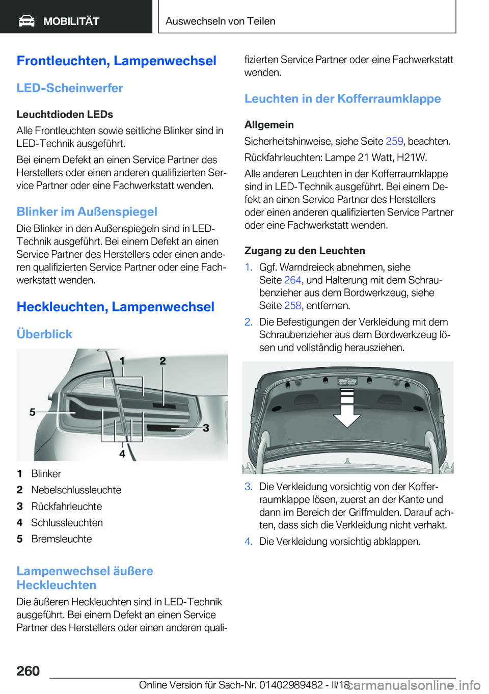 BMW M3 2018  Betriebsanleitungen (in German) �F�r�o�n�t�l�e�u�c�h�t�e�n�,��L�a�m�p�e�n�w�e�c�h�s�e�l
�L�E�D�-�S�c�h�e�i�n�w�e�r�f�e�r �L�e�u�c�h�t�d�i�o�d�e�n��L�E�D�s
�A�l�l�e� �F�r�o�n�t�l�e�u�c�h�t�e�n� �s�o�w�i�e� �s�e�i�t�l�i�c�h�e� �B�l�