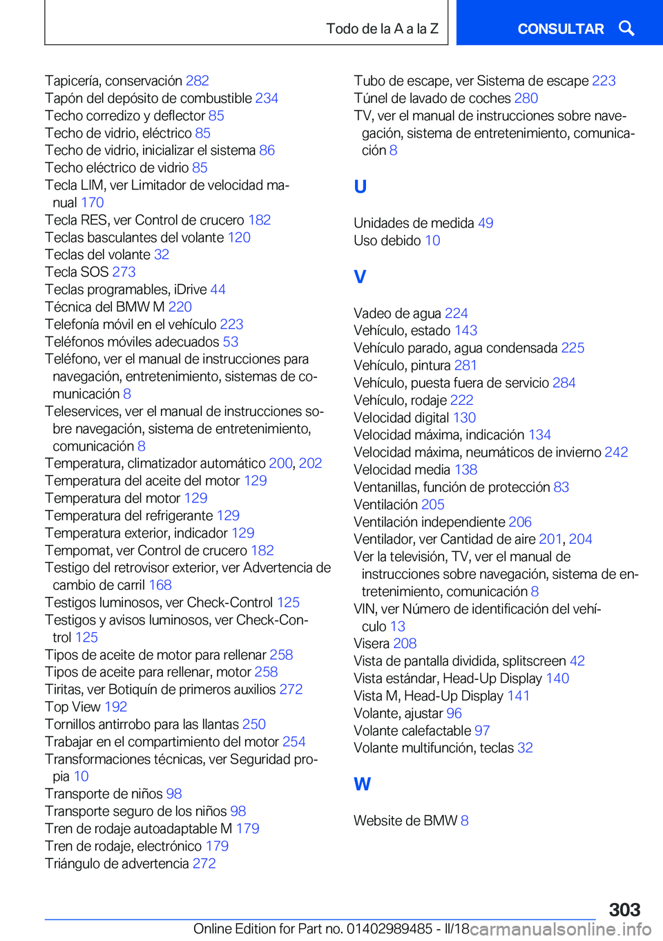 BMW M3 2018  Manuales de Empleo (in Spanish) �T�a�p�i�c�e�r�