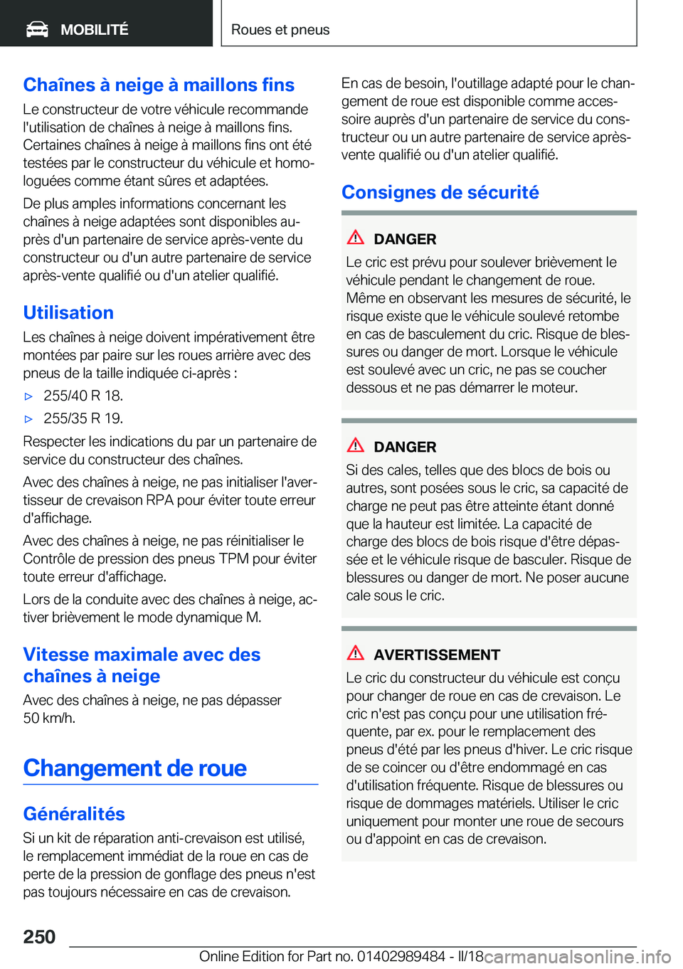 BMW M3 2018  Notices Demploi (in French) �C�h�a�
