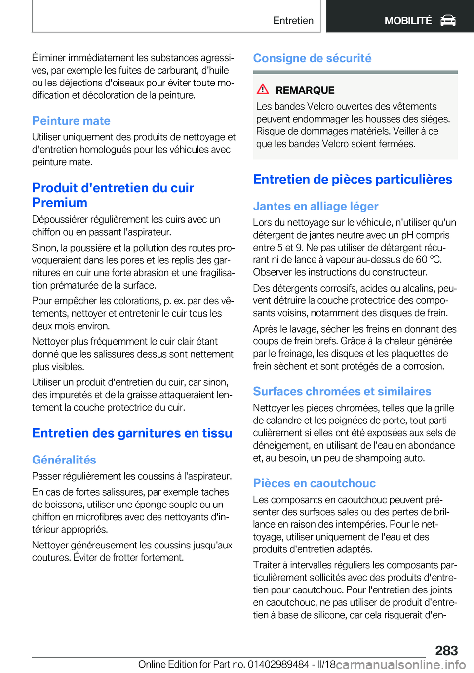 BMW M3 2018  Notices Demploi (in French) �