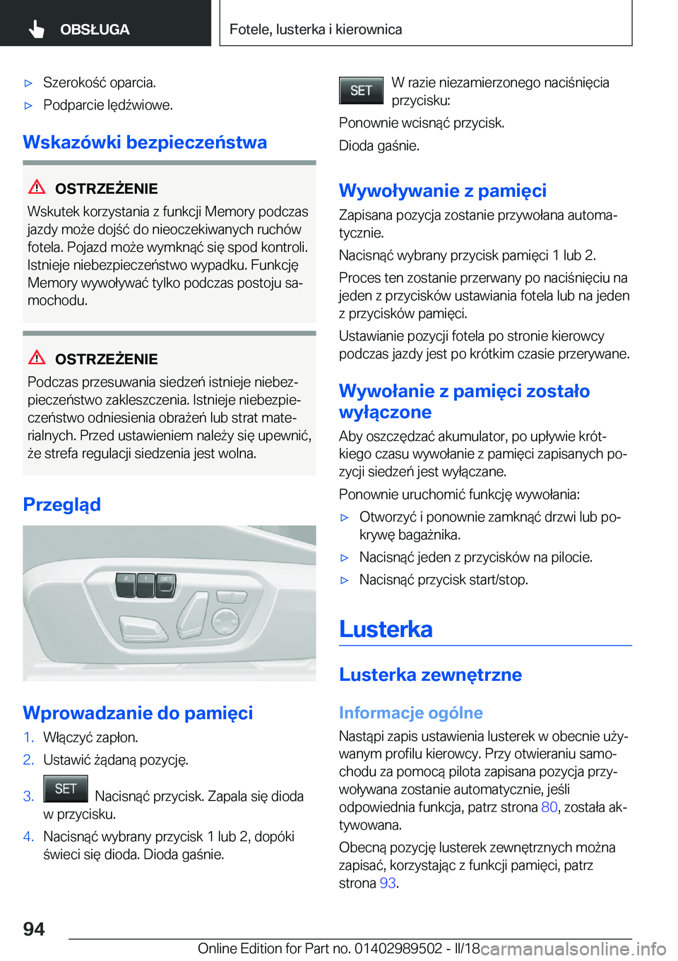 BMW M3 2018  Instrukcja obsługi (in Polish) 'x�S�z�e�r�o�k�o �