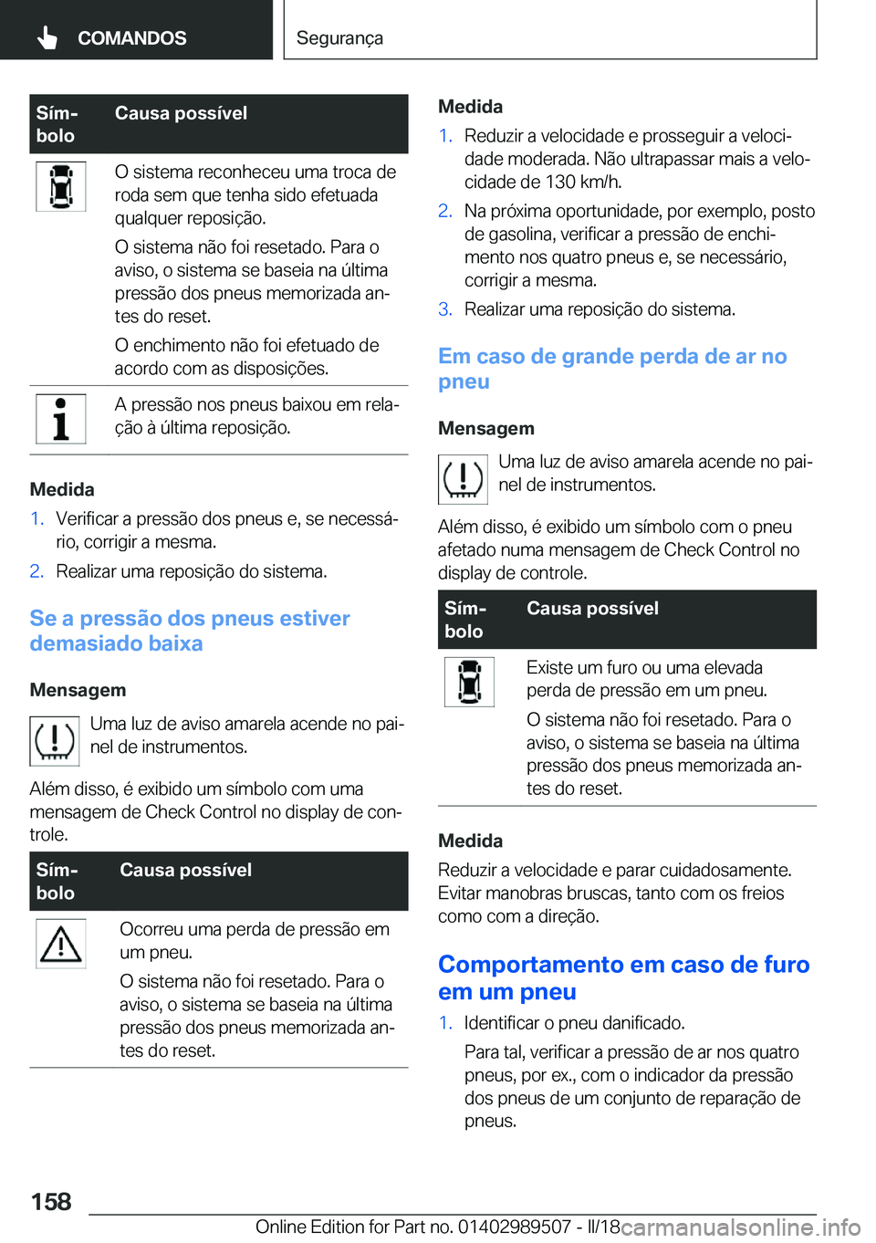 BMW M3 2018  Manual do condutor (in Portuguese) �S�