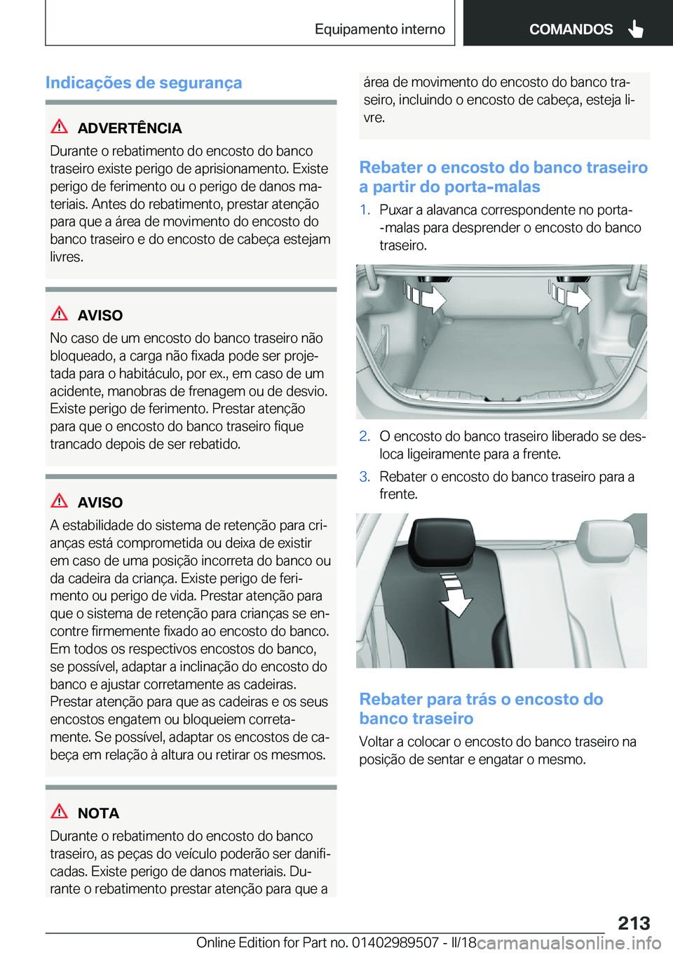 BMW M3 2018  Manual do condutor (in Portuguese) �I�n�d�i�c�a�