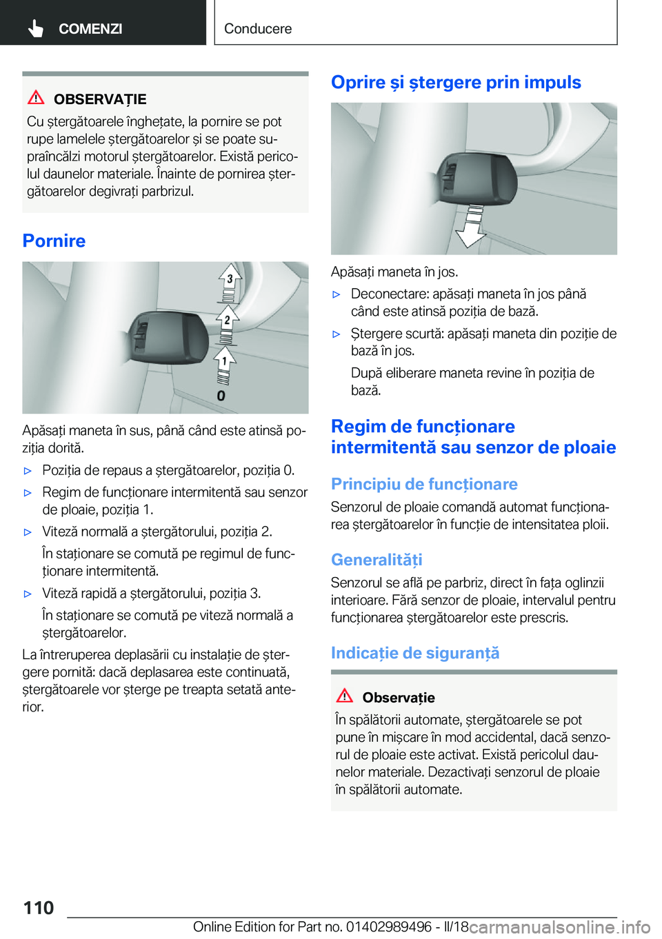 BMW M3 2018  Ghiduri De Utilizare (in Romanian) �O�B�S�E�R�V�A)�I�E
�C�u�  &�t�e�r�g�