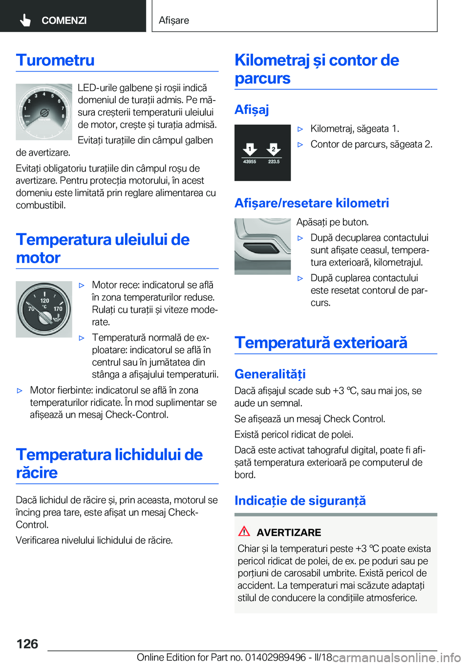 BMW M3 2018  Ghiduri De Utilizare (in Romanian) �T�u�r�o�m�e�t�r�u
�L�E�D�-�u�r�i�l�e� �g�a�l�b�e�n�e�  &�i� �r�o &�i�i� �i�n�d�i�c�