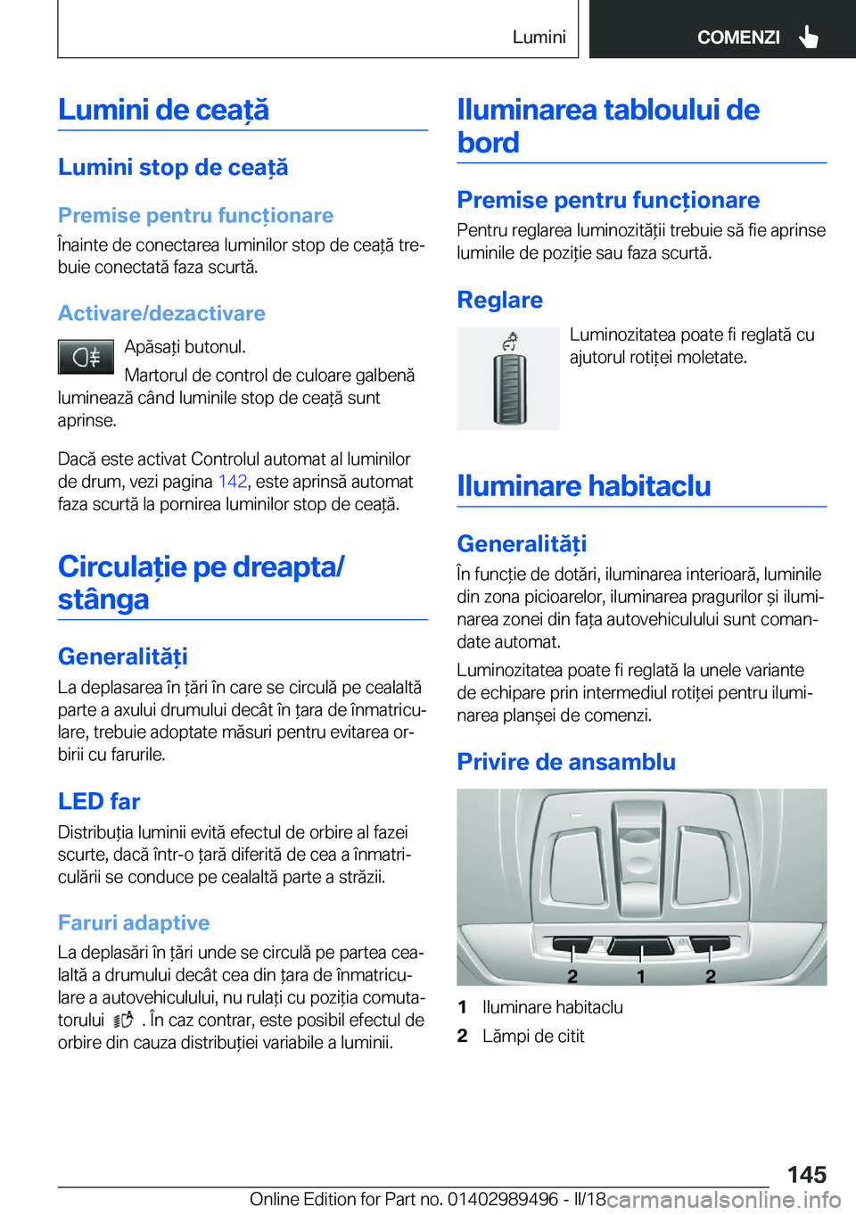 BMW M3 2018  Ghiduri De Utilizare (in Romanian) �L�u�m�i�n�i��d�e��c�e�a�