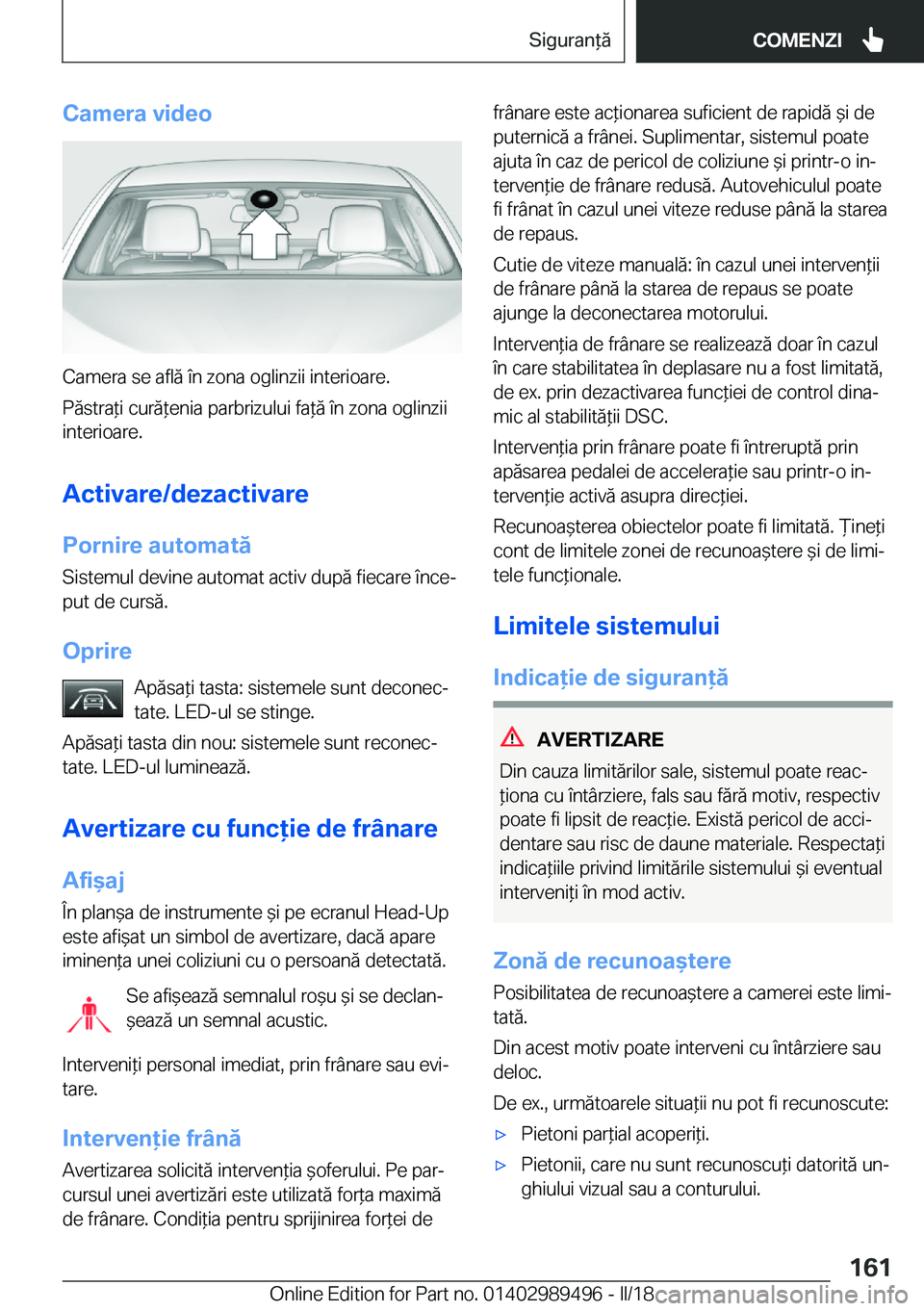 BMW M3 2018  Ghiduri De Utilizare (in Romanian) �C�a�m�e�r�a��v�i�d�e�o
�C�a�m�e�r�a� �s�e� �a�f�l�