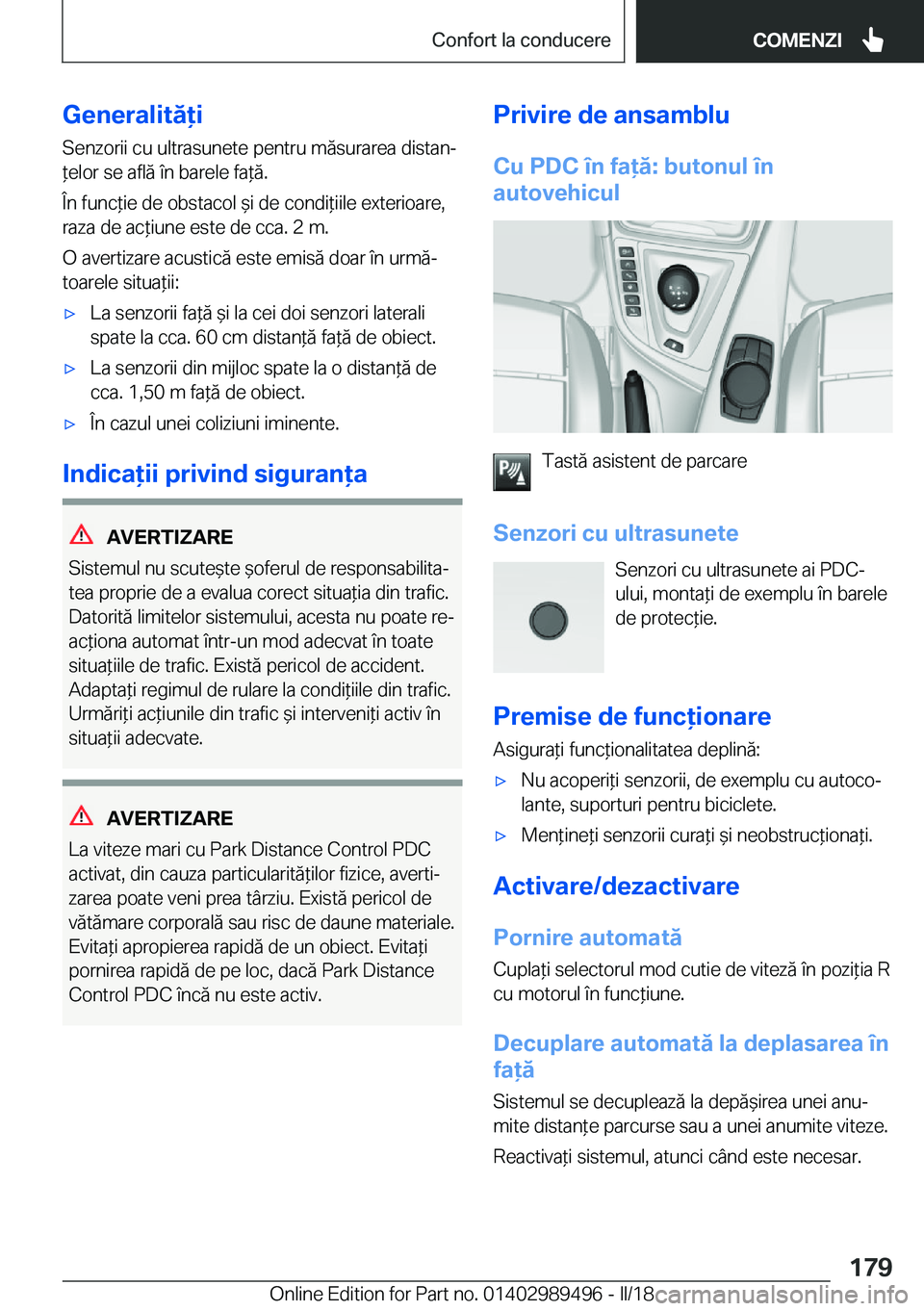 BMW M3 2018  Ghiduri De Utilizare (in Romanian) �G�e�n�e�r�a�l�i�t�