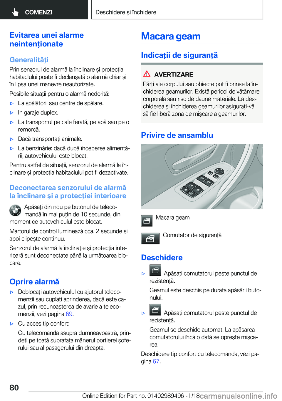 BMW M3 2018  Ghiduri De Utilizare (in Romanian) �E�v�i�t�a�r�e�a��u�n�e�i��a�l�a�r�m�e
�n�e�i�n�t�e�n�i�o�n�a�t�e
�G�e�n�e�r�a�l�i�t�