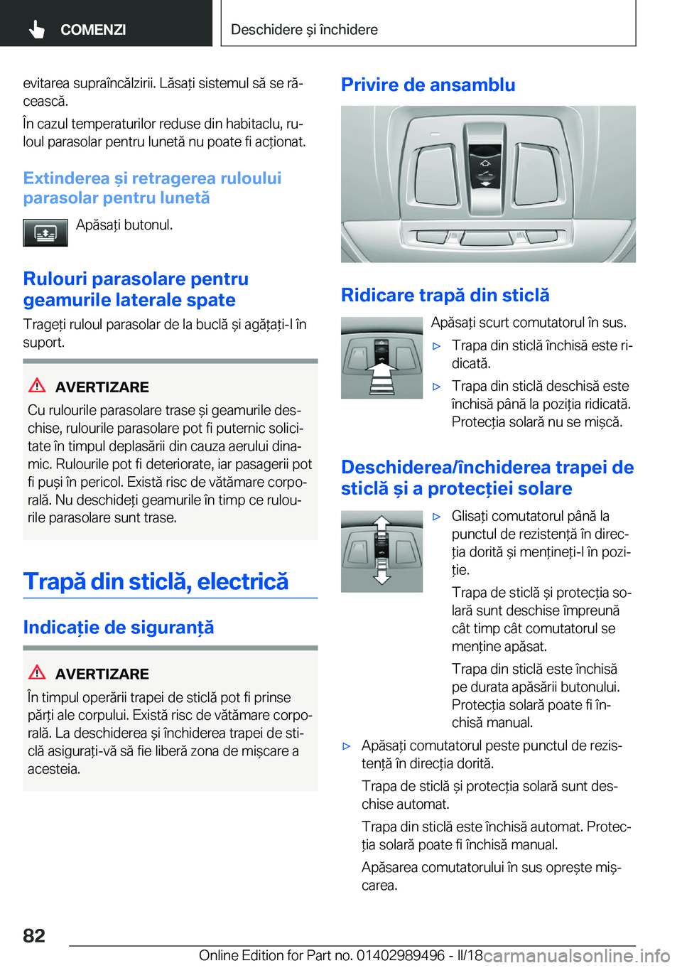 BMW M3 2018  Ghiduri De Utilizare (in Romanian) �e�v�i�t�a�r�e�a� �s�u�p�r�a�