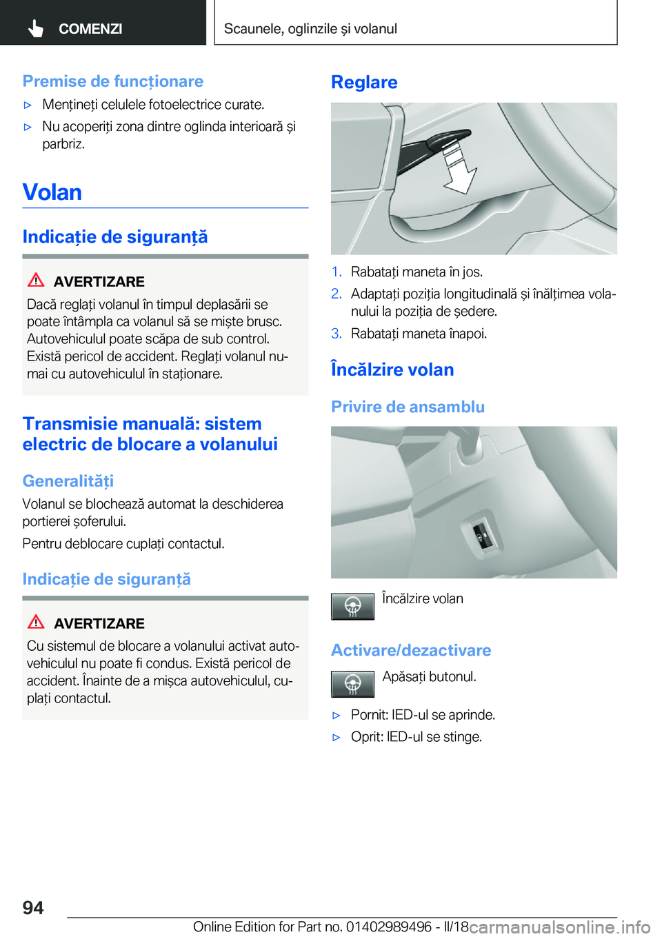 BMW M3 2018  Ghiduri De Utilizare (in Romanian) �P�r�e�m�i�s�e��d�e��f�u�n�c�i�o�n�a�r�e'x�M�e�n *�i�n�e *�i� �c�e�l�u�l�e�l�e� �f�o�t�o�e�l�e�c�t�r�i�c�e� �c�u�r�a�t�e�.'x�N�u� �a�c�o�p�e�r�i *�i� �z�o�n�a� �d�i�n�t�r�e� �o�g�l�i�n�d�a
