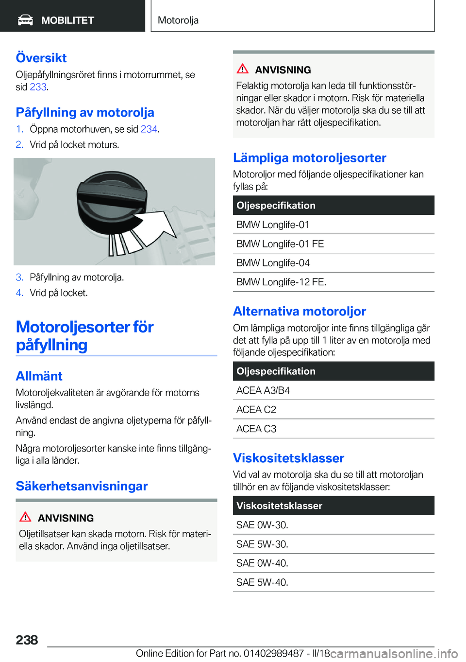 BMW M3 2018  InstruktionsbÖcker (in Swedish) �