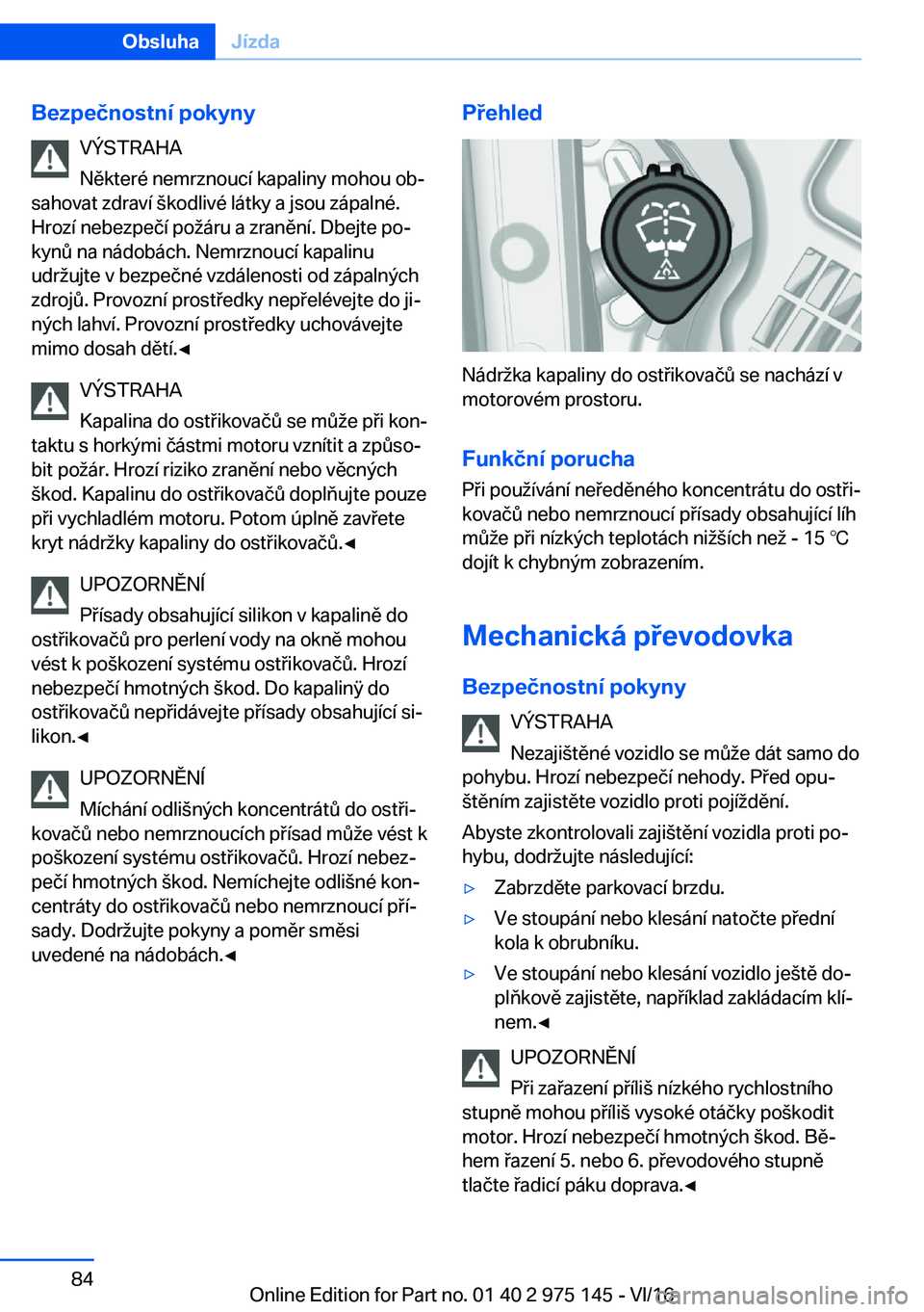 BMW M3 2017  Návod na použití (in Czech) �B�e�z�p�e�č�n�o�s�t�n�