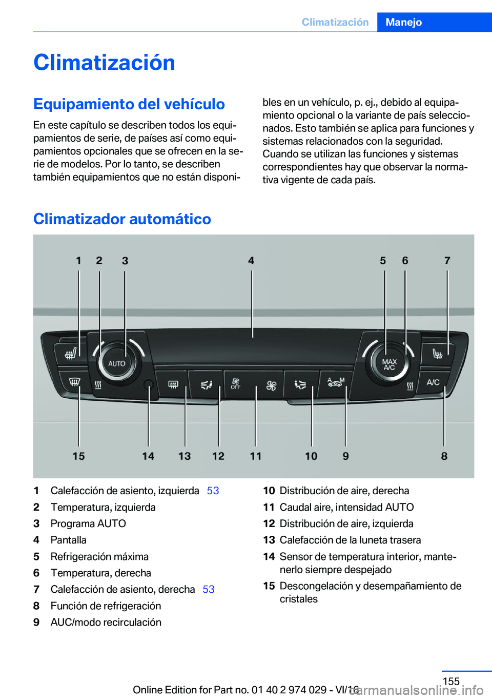 BMW M3 2017  Manuales de Empleo (in Spanish) �C�l�i�m�a�t�i�z�a�c�i�