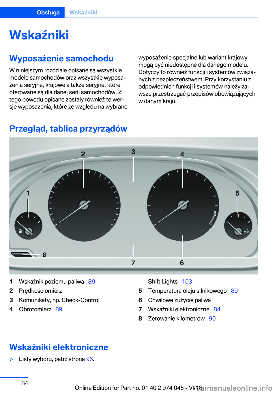 BMW M3 2017  Instrukcja obsługi (in Polish) �W�s�k�a7�n�i�k�i�W�y�p�o�s�a9�e�n�i�e��s�a�m�o�c�h�o�d�u
�W� �n�i�n�i�e�j�s�z�y�m� �r�o�z�d�z�i�a�l�e� �o�p�i�s�a�n�e� �s�