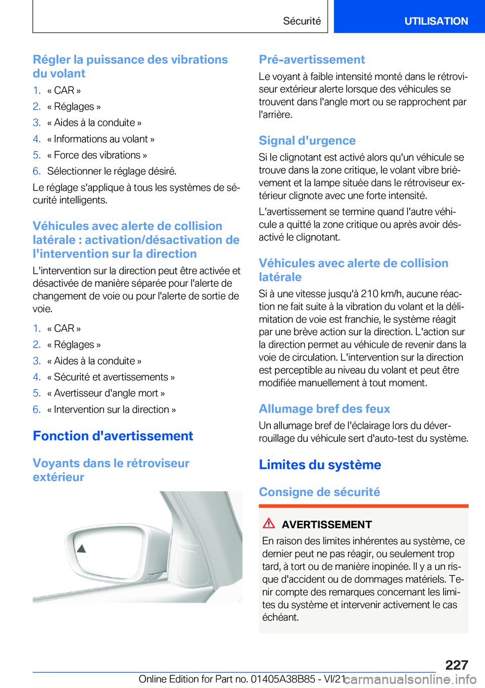 BMW M4 2022  Notices Demploi (in French) �R�é�g�l�e�r��l�a��p�u�i�s�s�a�n�c�e��d�e�s��v�i�b�r�a�t�i�o�n�s
�d�u��v�o�l�a�n�t�1�.�k��C�A�R��{�2�.�k��R�é�g�l�a�g�e�s��{�3�.�k��A�i�d�e�s��
