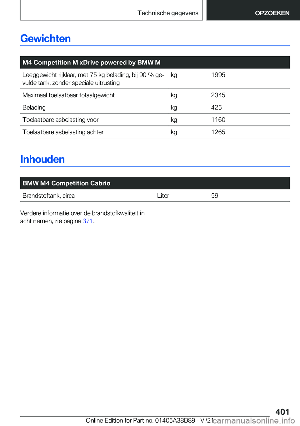 BMW M4 2022  Instructieboekjes (in Dutch) �G�e�w�i�c�h�t�e�n
�
�M�4��C�o�m�p�e�t�i�t�i�o�n��M��x�D�r�i�v�e��p�o�w�e�r�e�d��b�y��B�M�W��M�L�e�e�g�g�e�w�i�c�h�t��r�i�j�k�l�a�a�r�,��m�e�t��7�5��k�g��b�e�l�a�d�i�n�g�,��b�i�j��9�0�