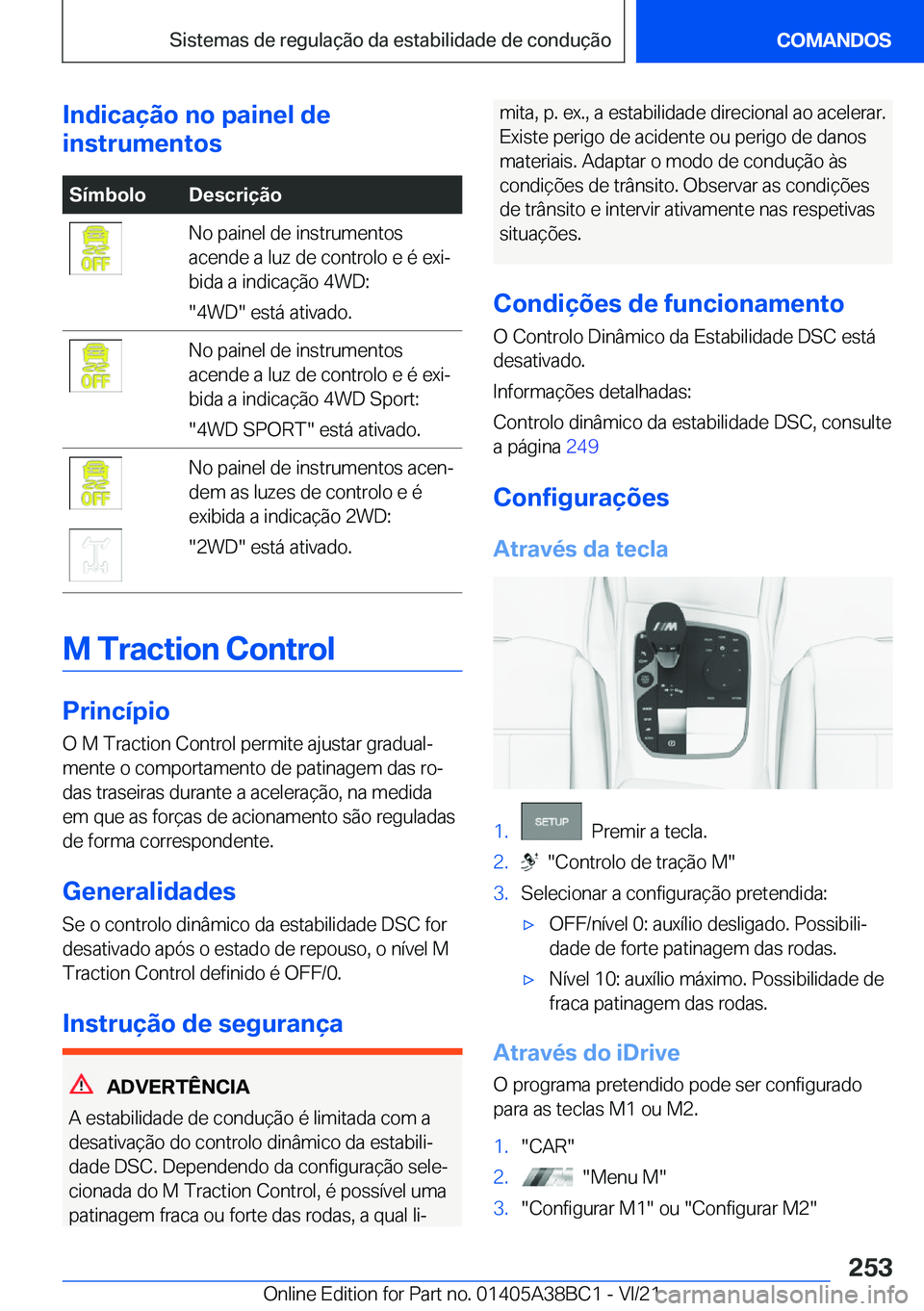 BMW M4 2022  Manual do condutor (in Portuguese) �I�n�d�i�c�a�